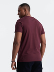Klasyczny T-shirt męski bawełniany BASIC - bordowy V10 OM-TSBS-0146