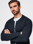 Sweter męski gładki na zamek  – granatowy V1 OM-SWZS-0146