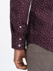 Koszula męska bawełniana we wzory SLIM FIT - bordowa V5 OM-SHCS-0151