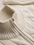 Knitted monochrome men's viscose cardigan - navy blue V1 OM-SWCD-0126