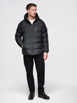 Men's quilted insulated jacket with raglan sleeves - black V4 OM-JAHP-0302