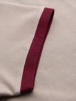 Men's T-shirt with contrasting inserts and v-neck - beige V2 OM-TSCT-0198