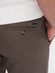 Spodnie męskie klasyczne chino SLIM FIT - ciemnobeżowe V2 OM-PACP-0182