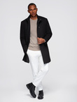 Men's coat with asymmetrical fastening and high collar - light brown V4 OM-COWC-0120