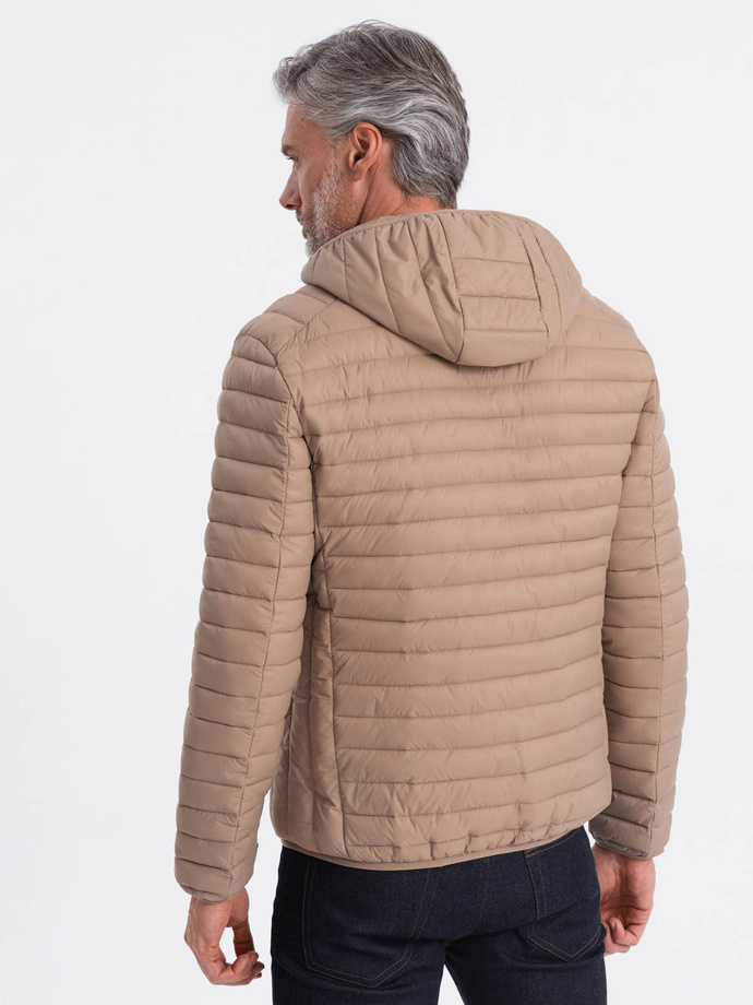 Men's satin-finish bomber jacket with contrasting ribbed cuffs - black V1 OM-JALP-22FW-007
