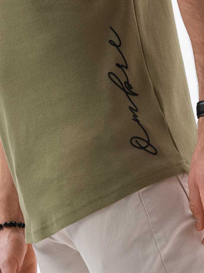 Men's printed t-shirt - olive S1387