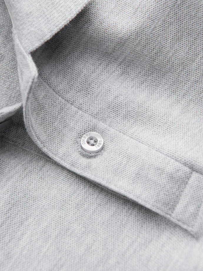 Men's BASIC single color pique knit polo shirt - grey V20 OM-POBS-0100