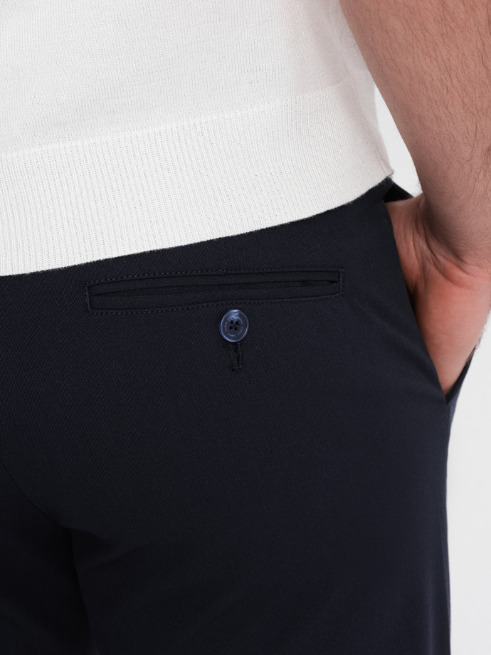 Spodnie męskie eleganckie chino SLIM FIT - granatowe V3 OM-PACP-0191