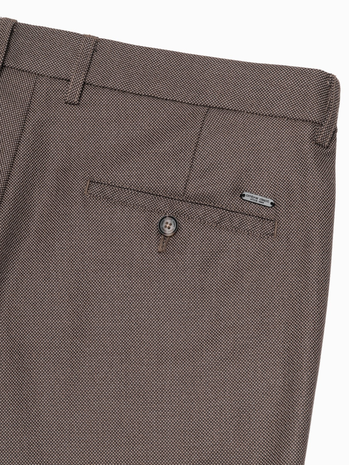 Men's classic chino SLIM FIT pants - dark beige V2 OM-PACP-0182