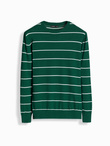 Casualowy sweter męski w poziome paski – zielony V4 OM-SWSW-0143