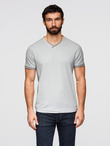 Men's T-shirt with contrasting inserts and crew neckline - light grey V4 OM-TSCT-0198