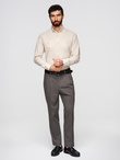 Men's linen shirt with classic collar and pockets REGULAR FIT - cream V3 OM-SHCS-0134