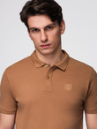 Men's BASIC single color pique knit polo shirt - brown V23 OM-POBS-0100