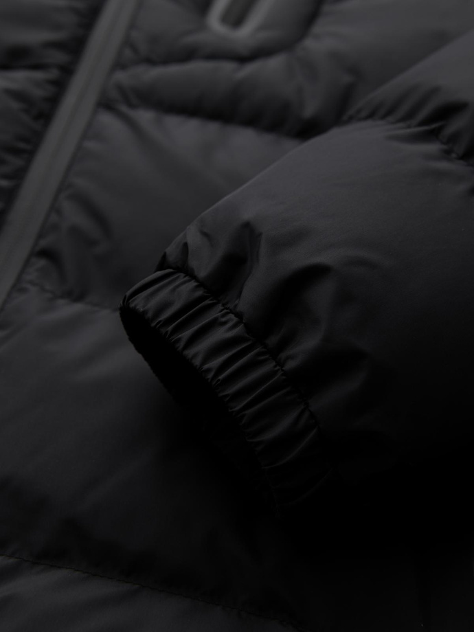 Men's quilted insulated jacket with raglan sleeves - black V4 OM-JAHP-0302