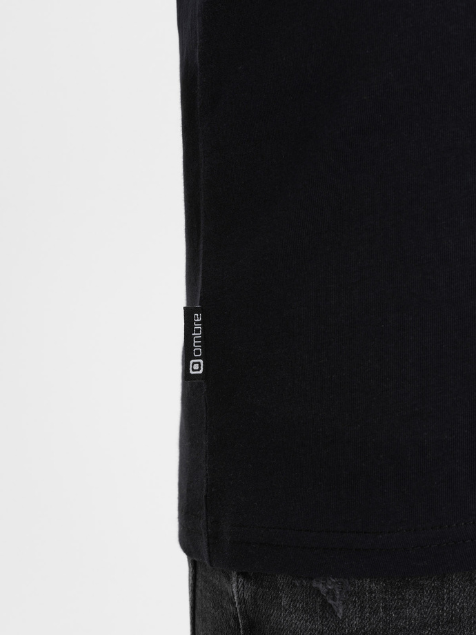 Longsleeve męski z guzikami przy dekolcie - czarny V4 OM-LSCL-0107