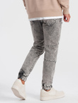 Men's marbled JOGGERS pants with rubbed edges - gray V3 OM-PADJ-0153