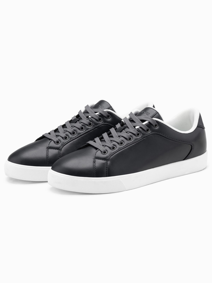 Klasyczne buty męskie sneakersy z wysoką podeszwą – grafitowe V4 OM-FOCS-0165