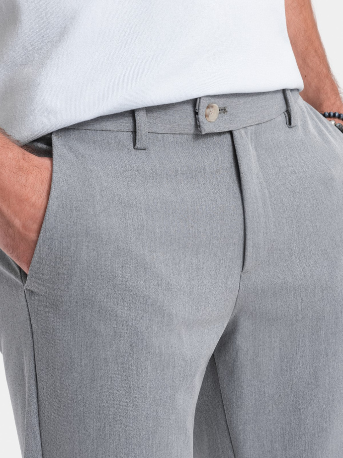 Eleganckie męskie spodnie chino SLIM FIT - jasnoszare V1 OM-PACP-0191