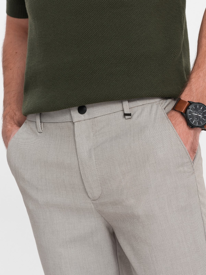 Men's REGULAR FIT chino pants with elastic waistband - gray-beige V1 OM-PACP-0157