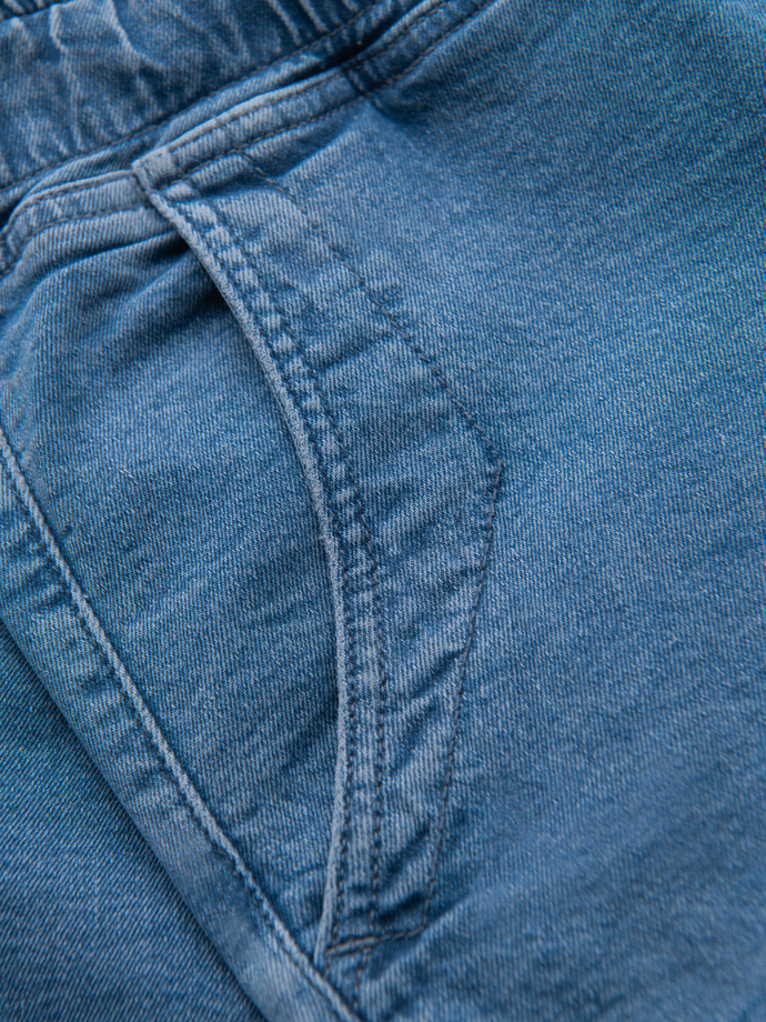 Men's denim shorts with rolled up leg - light blue V1 OM-SRDS-0161 