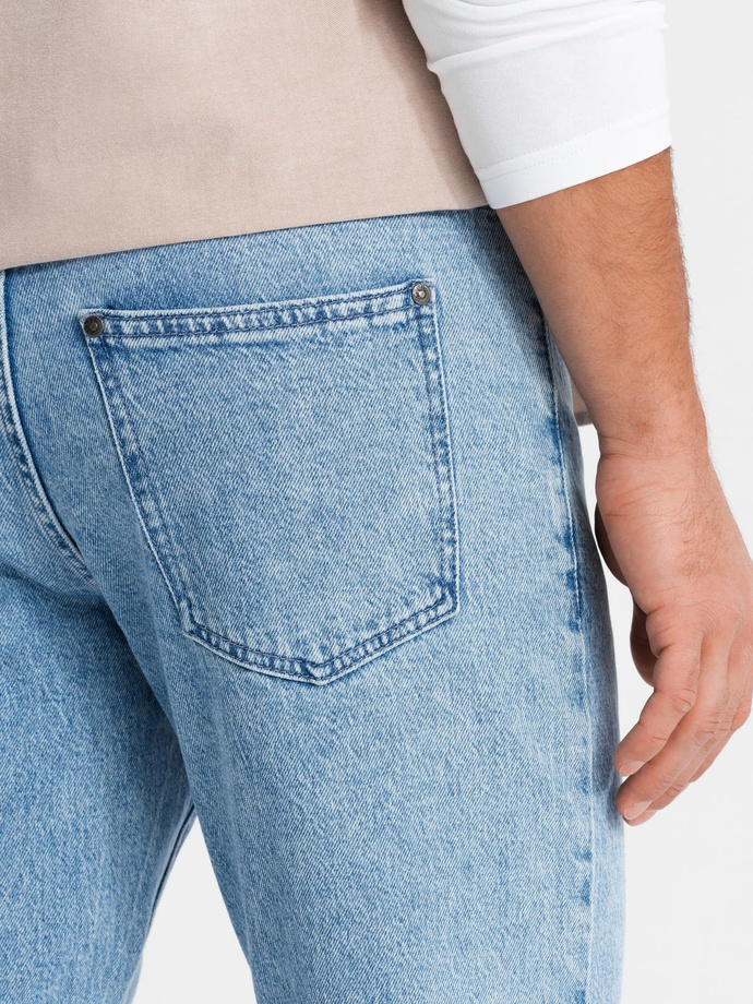 Marmurkowe męskie spodnie jeansowe CARROT FIT – jasnoniebieskie V1 OM-PADP-0225