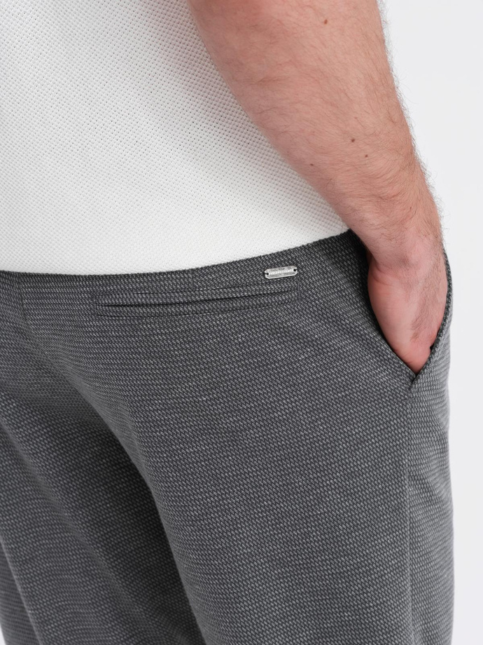Men's structured knit elastic waistband short shorts - graphite V3 OM-SRCS-0177