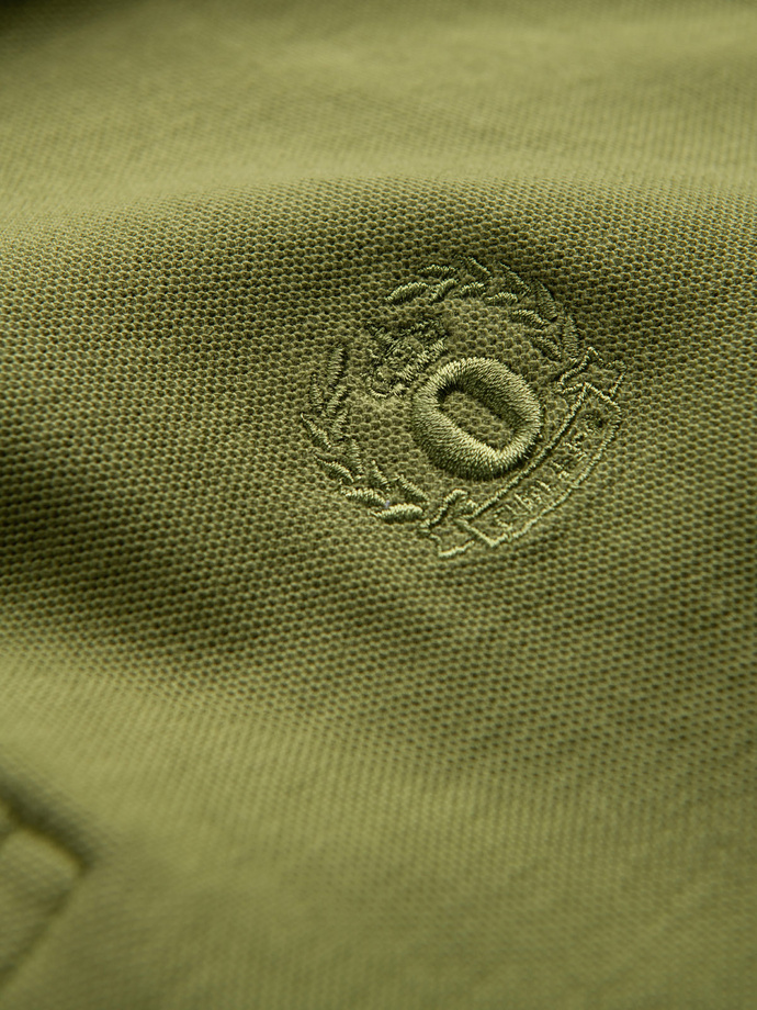 Men's BASIC single color pique knit polo shirt - olive V21 OM-POBS-0100