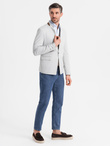 Men's melange rayon jacket with stand-up collar - grey melange V4 OM-BLZB-0131