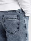 Men's marbled denim pants with raw-leg SLIM FIT - dark blue V4 OM-PADP-0146