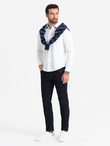 Dzianinowa koszula męska SLIM FIT z długim rękawem – biała V1 OM-SHCS-0177 