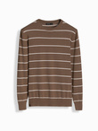Men's casual sweater with horizontal stripes - brown V3 OM-SWSW-0143