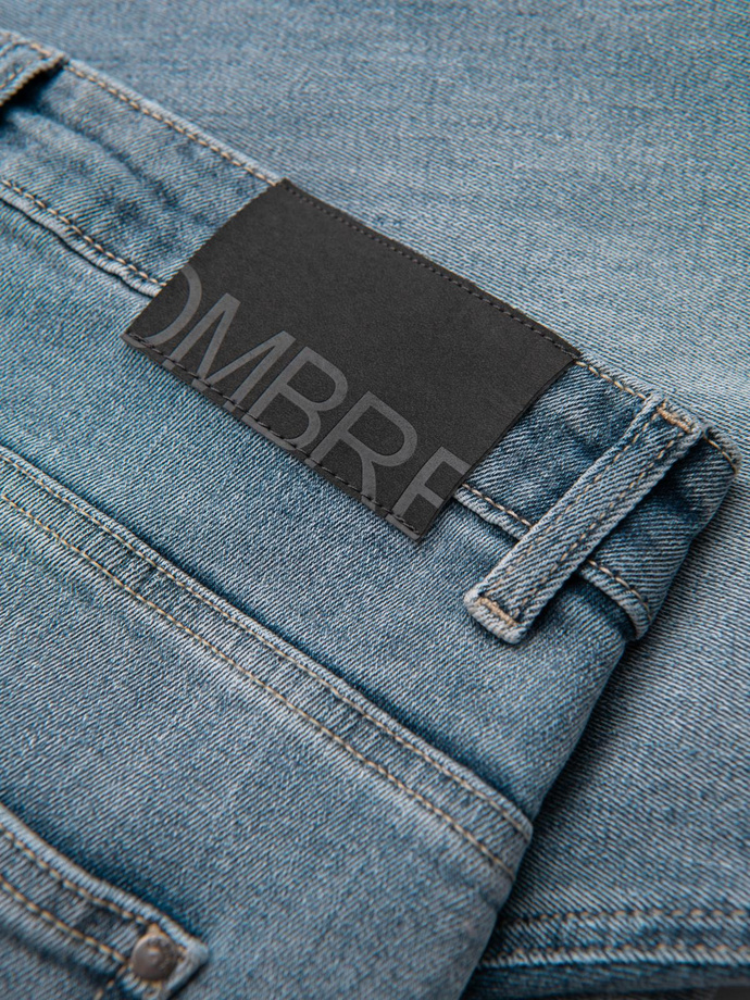 Men's CARROT FIT denim pants with decorative darts - light blue V1 OM-PADP-0227 