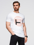 T-shirt męski z dużym nadrukiem – biały V1 OM-TSPT-0245