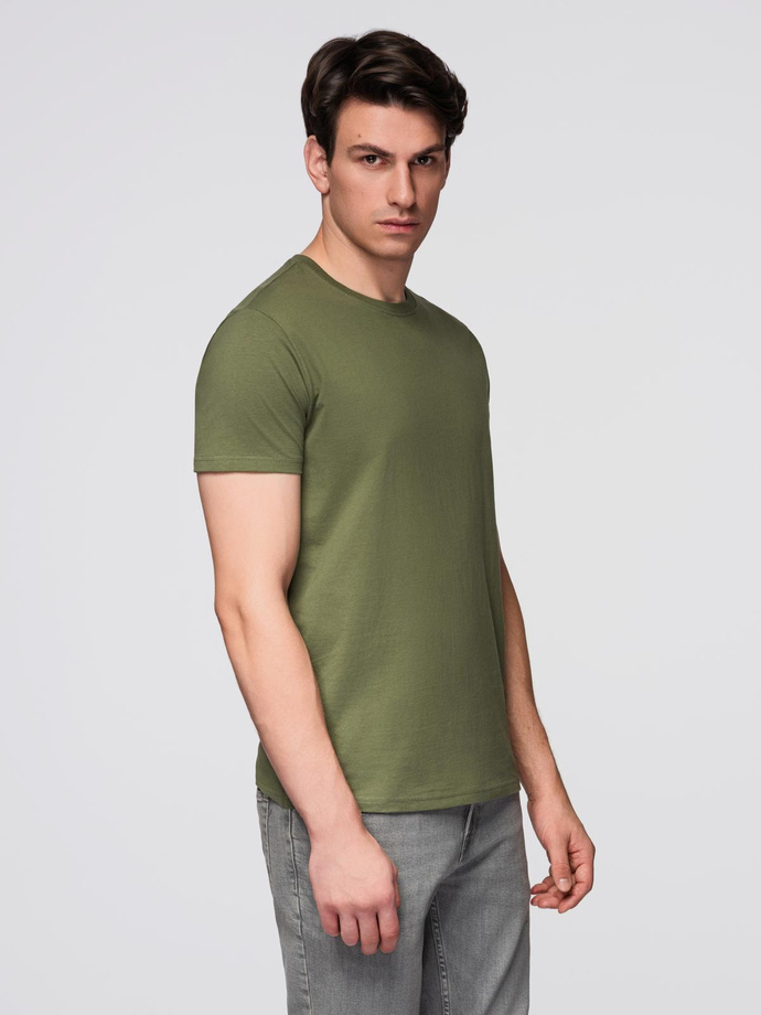 BASIC men's classic cotton T-shirt - khaki V6 OM-TSBS-0236