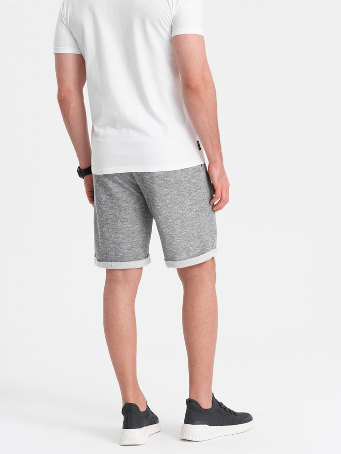 Spodenki męskie z tkaniny melanżowej LOOSE FIT - szare V6 OM-SRSK-0116