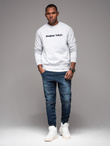 Men's denim jogger pants with rips and zippers - dark blue V1 OM-PADJ-0243