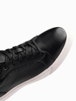 Buty męskie sneakersy ze skóry ekologicznej – czarne V2 OM-FOCS-0179
