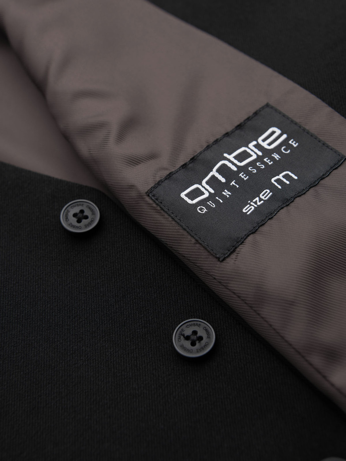 Men's suit vest with classic detailing and lining - black V4 OM-BLZV-0142