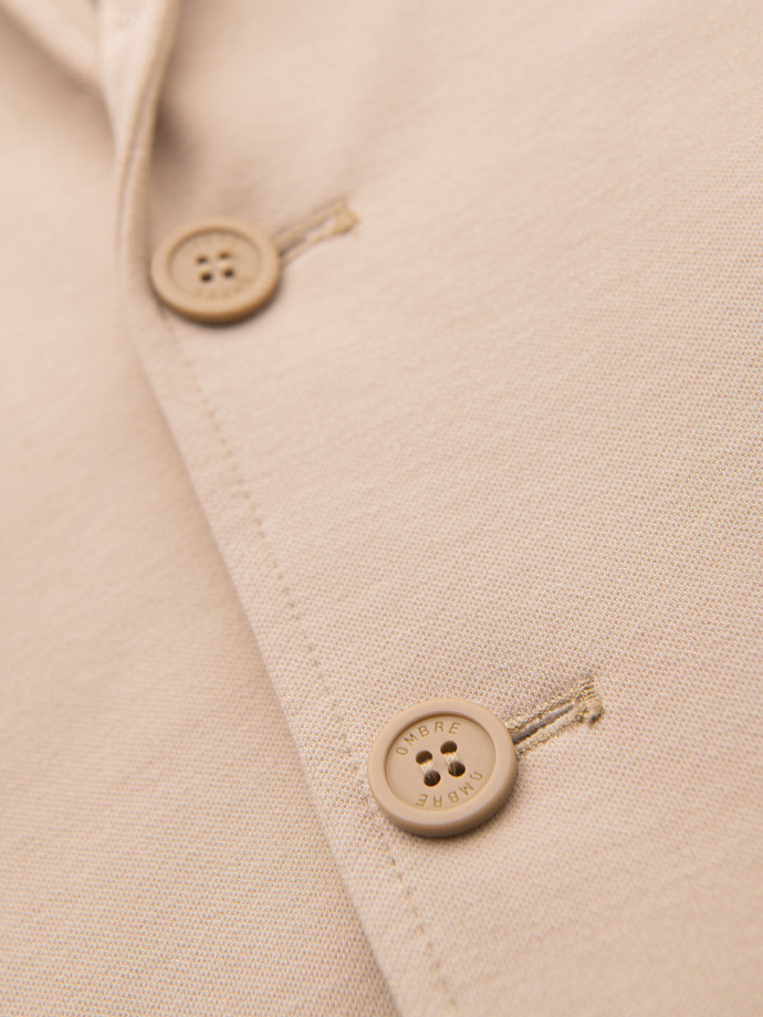 Men's SLIM knit jacket with subtle texture - beige V5 OM-BLZB-0101