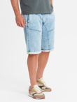 Men's short denim shorts with decorative stitching - light blue V2 OM-SRDS-0135