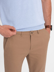 Men's SLIM FIT chino pants - light brown V2 OM-PACP-0186