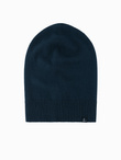 Men's cotton knit winter beanie hat - navy blue V4 OM-ACWH-0124