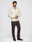 Knitted monochrome men's viscose cardigan - navy blue V1 OM-SWCD-0126