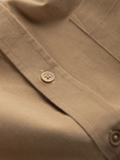 Men's REGULAR FIT cotton shirt with pocket - light brown V2 OM-SHOS-0153