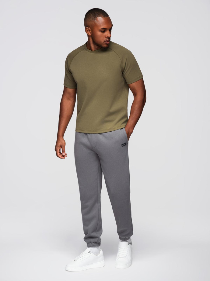 Koszulka męska COMFORT FIT z raglanowym rękawem – oliwkowa V4 OM-TSCT-0240