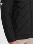 BIKER men's insulated jacket quilted in a diamond pattern - black V1 OM-JALP-22FW-006