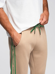 Men's sports jogger pants with stripes - brown V1 OM-PASK-0284