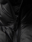 Men's quilted puffer jacket with hood - black V1 OM-JAHP-0235
