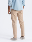 Jeansowe spodnie męskie bez przetarć SLIM FIT - beżowe V8 OM-PADP-0148
