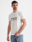 Męski t-shirt z nadrukiem i okrągłym dekoltem – biały V1 OM-TSFP-0187